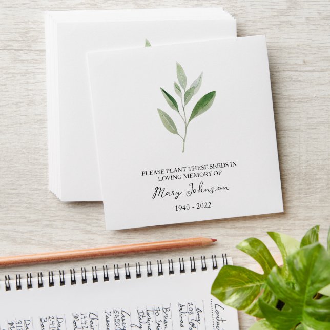 Sage Memorial Funeral Seed Envelope (Stacked)