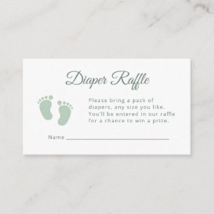 Sage Minimal Little Footsteps Baby Shower Diaper Enclosure Card