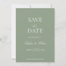 Sage Minimal Save The Date Invitation