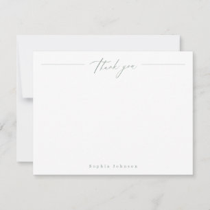 Sage Minimal thank you personalised Stationery Card