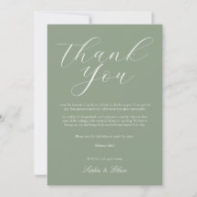 Sage Minimal Wedding Thank You Card