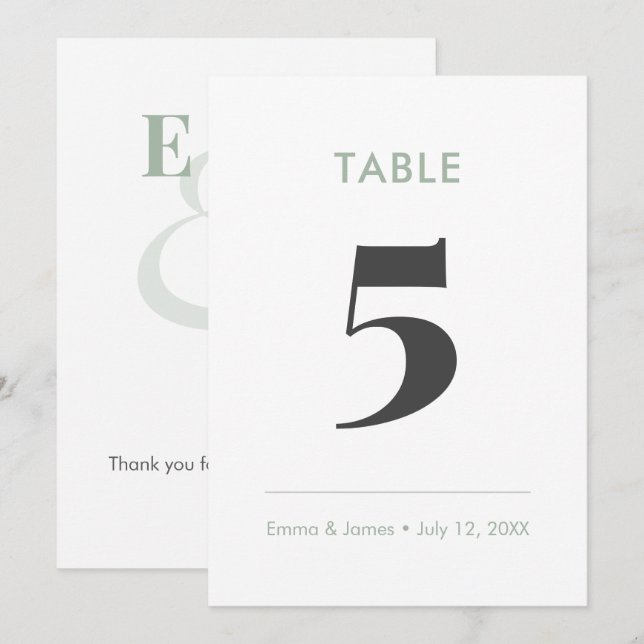 Sage Minimalist Ampersand | Table Number (Front/Back)
