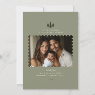 Sage Minimalist Modern Photo Christmas Card