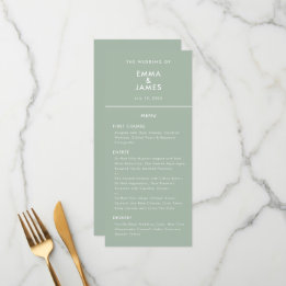 Sage Minimalist Reverse Ampersand Wedding Elegant Menu
