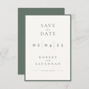 Sage Minimalist Save the Date Card