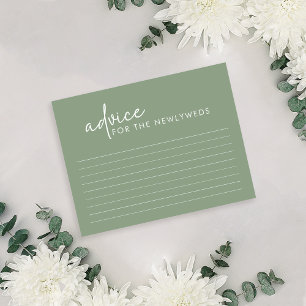 Sage Minimalist Script Bridal Shower Advice Card