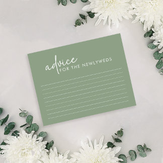 Sage Minimalist Script Bridal Shower Advice Card