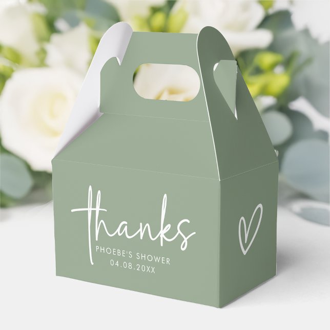 Sage Minimalist Script Bridal Shower Gable Favour Box (Creator Uploaded)