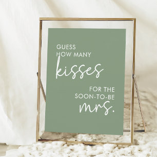 Sage Minimalist Script How Many Kisses Game Poster