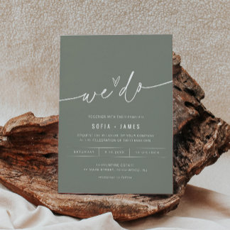 SAGE Minimalist We Do Wedding Invitation