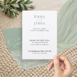 Sage Minimalist Wedding Invitation | QR Code
