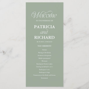Sage Minimalist Wedding Order of Service Program Programme