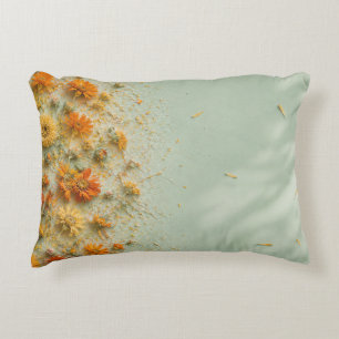 Sage Mint Marigold Botanical Concrete Texture Decorative Cushion