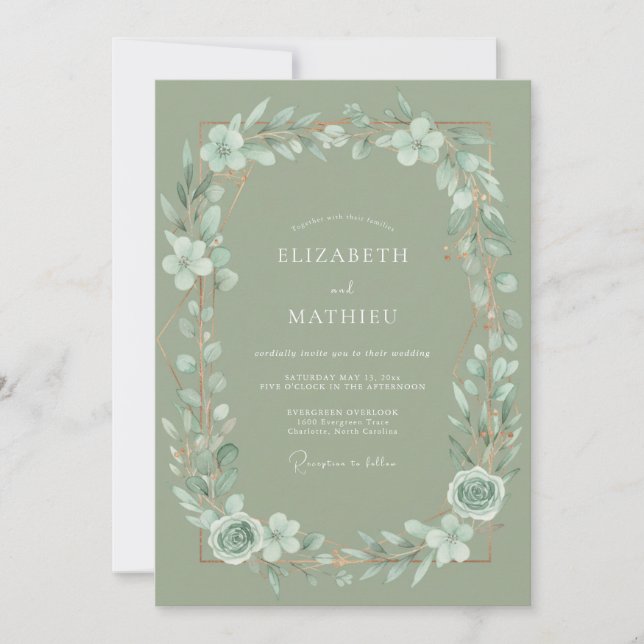 Sage Mint Sprig Eucalyptus Wedding Invitation (Front)