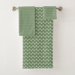 Sage Mint Zigzag Pattern Modern Geometric Green Bath Towel Set