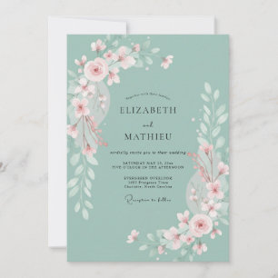 Sage Misty Flora Wedding Invitation