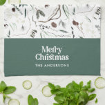 Sage modern elegant watercolor botanical rustic tea towel<br><div class="desc">Sage green modern elegant rustic watercolor dried botanical floral muted colours holiday Christmas design.</div>