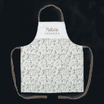 Sage modern minimal botanical elegant personalised apron<br><div class="desc">Modern minimum foliage green script personalised apron. Hand painted eucalyptus,  minimal foliage and modern rustic rattan wreath give this design a luxurious feel. In classy greens,  browns,  black,  sage green and greys.</div>