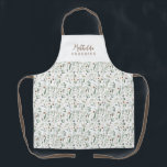 Sage modern minimal botanical elegant personalised apron<br><div class="desc">Modern minimum foliage green script personalised apron. Hand painted eucalyptus,  minimal foliage and modern rustic rattan wreath give this design a luxurious feel. In classy greens,  browns,  black,  sage green and greys.</div>