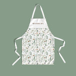 Sage modern minimal botanical elegant personalized apron<br><div class="desc">Modern minimum foliage green script personalized apron. Hand painted eucalyptus,  minimal foliage and modern rustic rattan wreath give this design a luxurious feel. In classy greens,  browns,  black,  sage green and grays.</div>