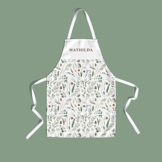 Sage modern minimal botanical elegant personalized apron (Creator Uploaded)