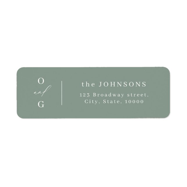 Sage modern monogram minimalist return address  (Front)