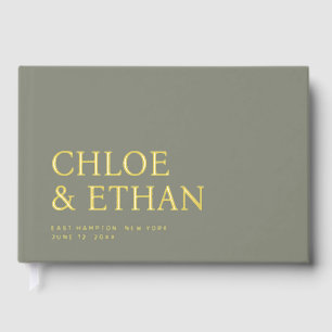 Sage Modern Wedding Foil Guest Book