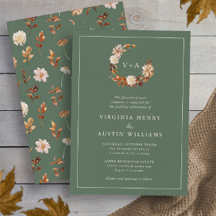 Sage Monogrammed Wedding Invitation