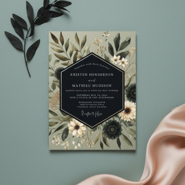 Sage Moody Botanical Romance Wedding Invitation (Creator Uploaded)