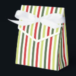 Sage, Moss, Red and Ivory Striped Favour Box<br><div class="desc">Sage,  moss,  red and ivory striped favour box with ribbon tie. Perfect for all gift decoration themes; simple/minimalist to maximalist depending on additional embellishments.</div>
