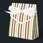 Sage, Moss, Red and Ivory Striped Favour Box<br><div class="desc">Sage,  moss,  red and ivory striped favour box with ribbon tie. Perfect for all gift decoration themes; simple/minimalist to maximalist depending on additional embellishments.</div>