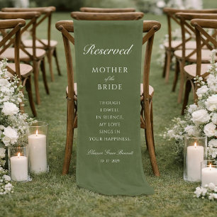 Sage Mother Of The Bride Reserved Wedding Memorial Short Table Runner