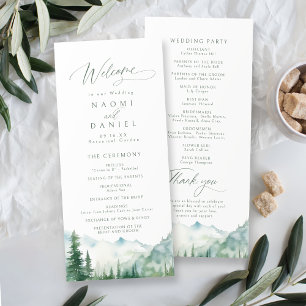 Sage Mountain Forest Rustic Wedding Programs Menu