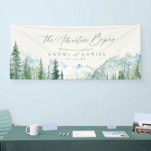 Sage Mountain Forest Rustic Wedding Welcome Banner