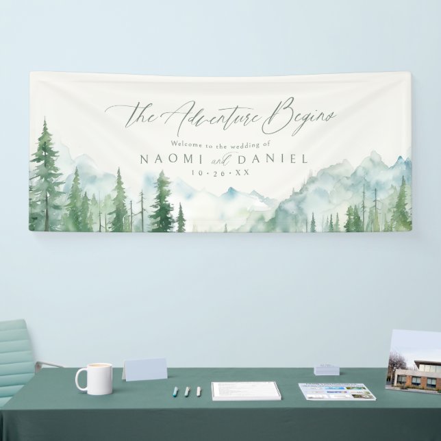 Sage Mountain Forest Rustic Wedding Welcome Banner (Tradeshow)