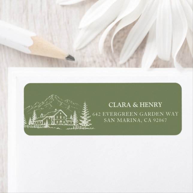 Sage Mountain Wedding Address Label (Insitu)