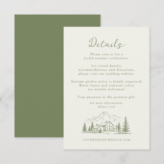 Sage Mountain Wedding Details Enclosure Card (Front/Back)