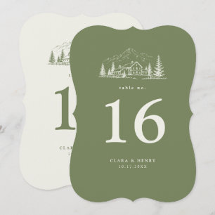 Sage Mountain Wedding Table Number