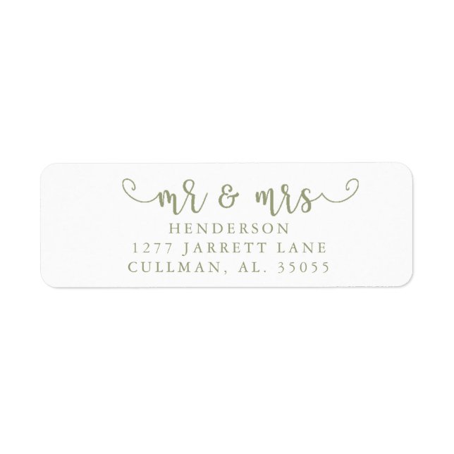 Sage| Mr & Mrs Return Address Label (Front)
