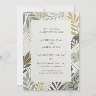 Sage & Mustard Bold Leaf Wedding Invitation