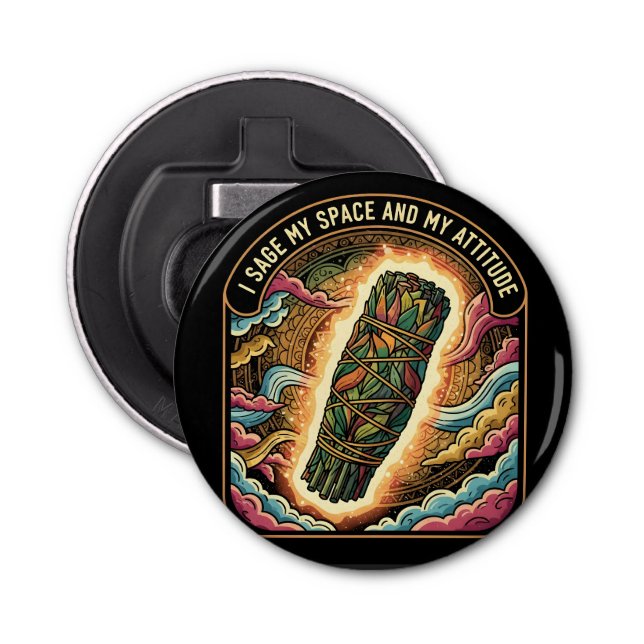 Sage My Space and My Attitude Smudging Cleansing A Bottle Opener (Front)