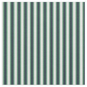 Sage, Navy & White Classic Vertical Stripes Fabric