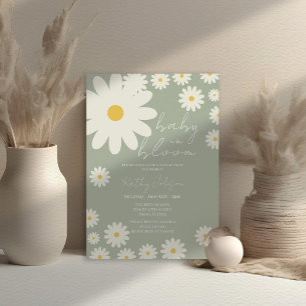 Sage Olive Daisy Floral Baby in Bloom Shower  Invitation