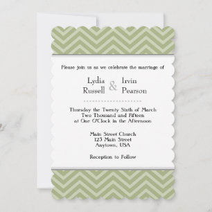 Sage Olive Green Chevron Wedding Invitation