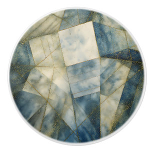 Sage Olive Green Gold Geometric Abstract Natural Ceramic Knob