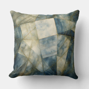 Sage Olive Green Gold Geometric Abstract Natural Cushion