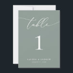 Sage Olive Green Minimalist Wedding | Event Custom Invitation<br><div class="desc">(**PLEASE NOTE: To order,  simply adjust your table number (and name/date) and add each number to your cart separately. Select "No Envelope" and then check out once you are finished.) Beautiful,  elegant,  modern and minimalist,  table number card. Fully customisable with your names (or Event Name) and Date.</div>