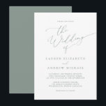 Sage Olive Green Minimalist Wedding Invitation<br><div class="desc">Beautiful olive green minimalist wedding invitation. Fully customisable with names,  dates,  location and colours to match your wedding theme.</div>