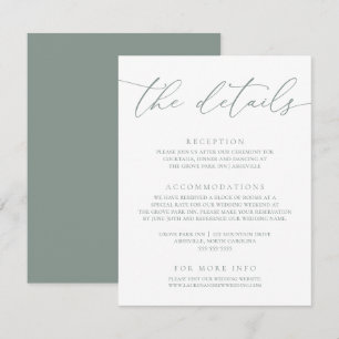 Sage Olive Green Modern Minimalist Wedding Enclosu Enclosure Card