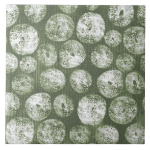 Sage Olive Green Painterly Geometrical Art 01 Tile